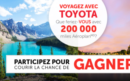 Concours pour gagner 200 000 Miles Aeroplan avec Toyota Canada