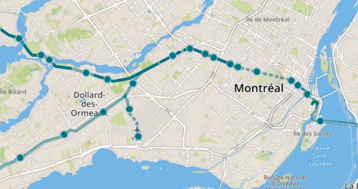 tracé proposé du Réseau élecrtrique métropolitain (REM)