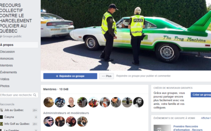 Groupe Facebook recours collectif contre le harcelement policier au Québec